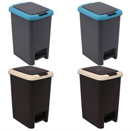 Kuber Industries Grey & Brown 4 Pieces Pedal Dustbins - 7L Each-image-43
