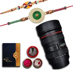 DeoDap Roli Chawal Coin Mug & Greeting Card Rakhi Gift Set-image-99