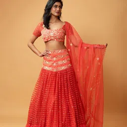 Quench A Thirst Embroidered Thread Work Ready to Wear Lehenga & Blouse With Dupatta-picture-51
