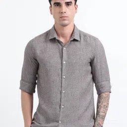 THE BEETEL HOUSE Men Bars Linen Regular Slim Fit Casual Shirt-image-74