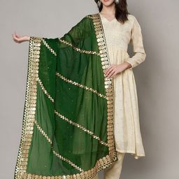 MUFFLY Leheriya Embroidered Gotta Patti Chinon Dupatta-58