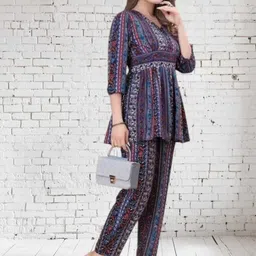 KANUDA Women Black Poly Crepe Kurta Sets-picture-32