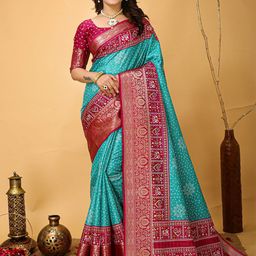 KALINI Bandhani Zari Art Silk Banarasi Saree-image-56