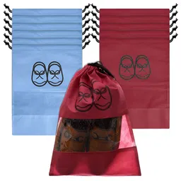 Aura Maroon & Blue 12 Pieces Printed Shoes Organisers-picture-14