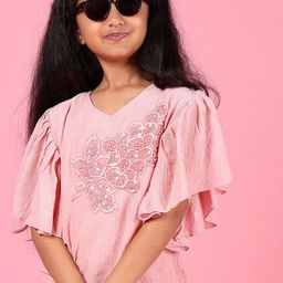 V-Mart Embellished Flutter Sleeve Cotton Top-picture-26