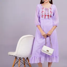 Lavender Georgette Women Dress-image-75