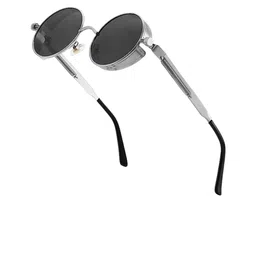 SPADEACES Women Round Sunglasses with UV Protected Lens Steampunk Silver Black -20-picture-21