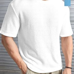 MERRIMENT Men Pack Of 2 Self Design Round Neck T-shirts-image-69