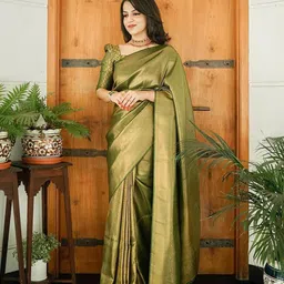 AMRUTKALA SAREES Ethnic Motifs Woven Design Zari Banarasi Saree-image-93