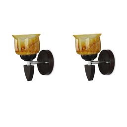 1ST TIME Yellow Set of 2 Printed Glass Cylinder Shaped Wall Lamp-picture-49