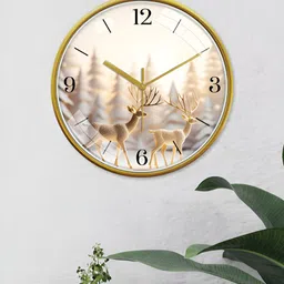 RANDOM Gold-Toned & White Printed Contemporary Wall Clock-picture-32
