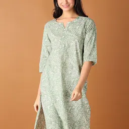 V-Mart Women Floral Printed Mandarin Collar Kurta-image-70