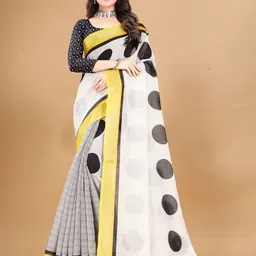 Anouk Polka Dot Zari Linen Blend Saree-picture-58