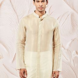 VASTRAMAY Mandarin Collar Tissue Silk Straight Kurta-picture-39