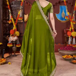 DHARMEE Sequinned Saree With Embellished Border image 2