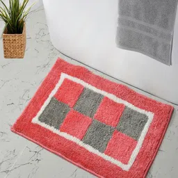 MAA HOME CONCEPT Pink & Grey Textured Anti-Skid Bath Rugs-7