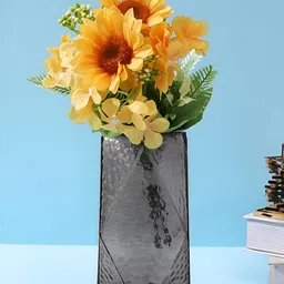 TAYHAA Black Diamond Textured Glass Flower Vase-image-13