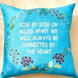 Home Centre White & Blue Printed Pre-Filled Cushion-image-89