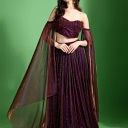 PURVAJA Embellished Beads & Stones Ready to Wear Lehenga & Unstitched Blouse-56