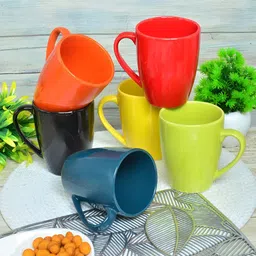 FABINALIV Green & Red Solid Ceramic Glossy Mugs Set of Cups and Mugs image 1