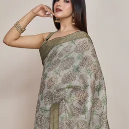 Ethnielle Floral Zari Tissue Mysore Silk Saree-45