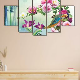 Livin'luxe Green & Pink 5 Piece Wood Floral and Botanical Wall Paintings-picture-30