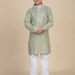 Pro-Ethic STYLE DEVELOPER Boys Embroidered Regular Sequinned Kurta with Pyjamas-24