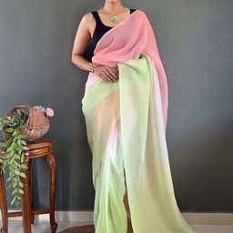 V3 FASHION STUDIO Ombre Pure Georgette Ready to Wear Saree-image-77
