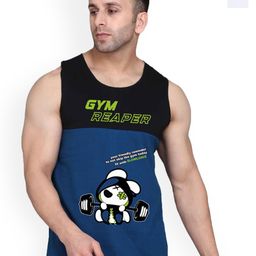 SLOWLORIS Men Pack of 2 Printed Gym Vests VSL26 CMB(GYM BLKPEACOCK)(LOUD WHITE)-picture-3