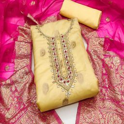 ASISA Embroidered Organza Unstitched Dress Material-image-44