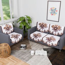 Myntra Elegant Homes White & Brown Cotton Sofa Cover-picture-40