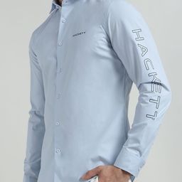 HACKETT LONDON Typography Printed Spread Collar Long Sleeves Cotton Shirt-image-62