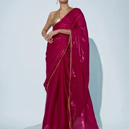 Mitera Solid Sequinned Organza Ready to Wear Saree-picture-4