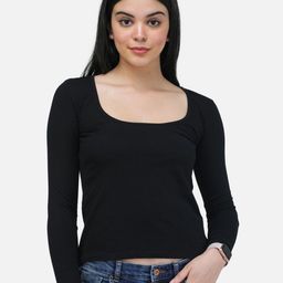 Chemistry Women Scoop Neck Fitted Cotton Top-picture-26