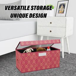 Kuber Industries Maroon & Beige Printed Drawer Organiser With Transparent Lid image 3