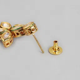 Anouk Gold Plated Floral Kundan Studded Drop Earrings image 2