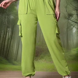 Myshka Women Comfort Loose Fit High-Rise Wrinkle Free Joggers Trousers-image-90