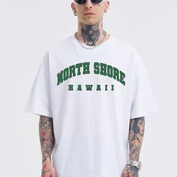 LAUREN ADAMS Typography Printed Drop Shoulder Sleeves Pure Cotton Oversized T-Shirt-image-60