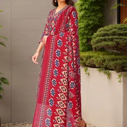Banwaree Ethnic Motifs Printed Thread Work Pure Cotton Kurta With Trousers & Dupatta image 2