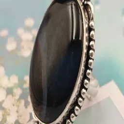 Shrim jewels German Silver Onyx Studded Adjustable Oxidised Finger Ring-picture-44