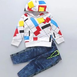 Shirazi Boys Printed Hooded Sweatshirt With Trousers-image-88
