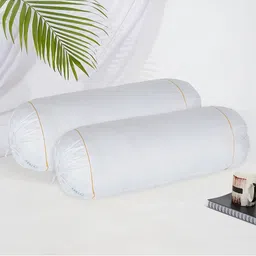 Homerz White 2 Pieces Designer Bolster Pillows-46
