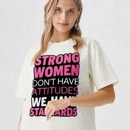 GAB Typography Printed Round Neck Drop-Shoulder Sleeves Oversized Pure Cotton T-shirt-picture-48
