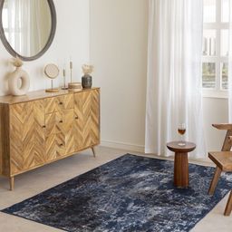 HOMEMONDE Blue Abstract Anti-Skid Polyester Carpet-34