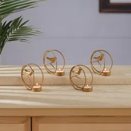 Homspurts Gold-Toned 4 Pieces Tea Light Candle Holder-14