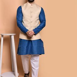 PRINTCULTR Men Regular Pure Cotton Kurta with Trousers-image-4