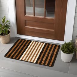 Kuber Industries 2 Pcs Brown & Black Anti-Skid Door Mats-25