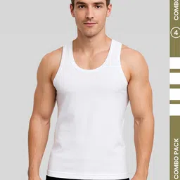 AMUL COMFY Pack of 4 Men White Vest-image-13