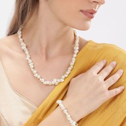 DressBerry Gold Plated Pearls Layered Jewellery Set-picture-22