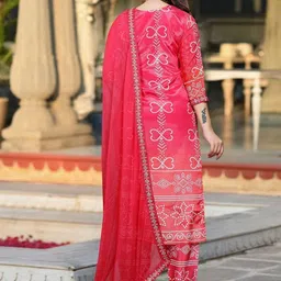 GRIOPY Women Bandhani Printed Regular Kurta with Trousers & With Dupatta image 5